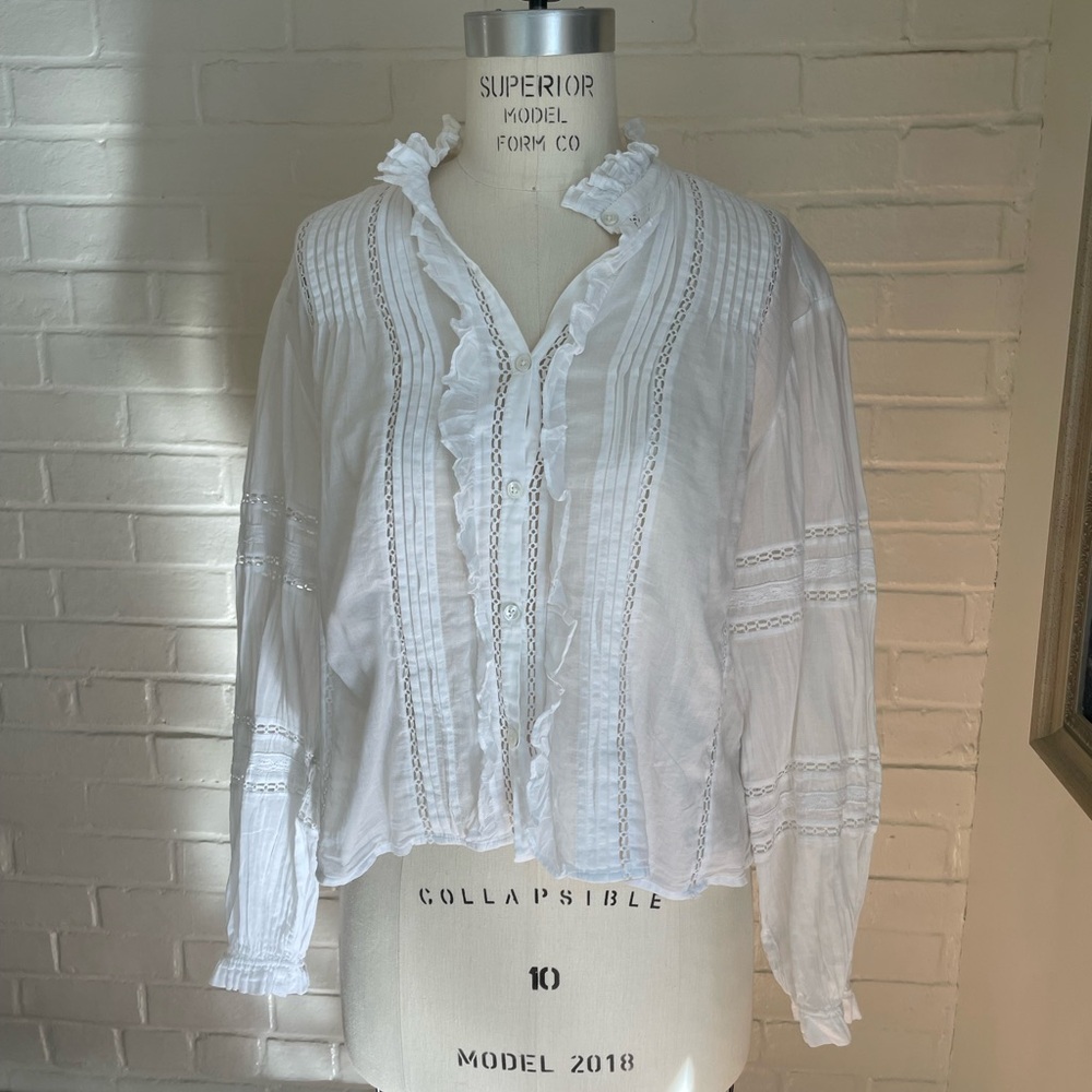 Isabel Marant White Ruffled Blouse